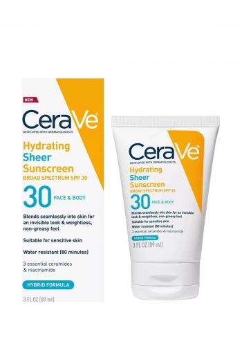 واقي شمس شفاف 89 مل من سيرافي Cerave Hydrating Sheer Sunscreen Lotion for Face and Body - SPF 30