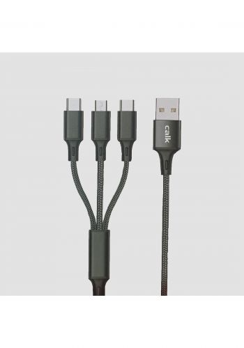 Calk XC034 USB to ( Mirco-USB , Lightning , Type-c ) Charging Cable 1.2m - Black كابل 1.2متر