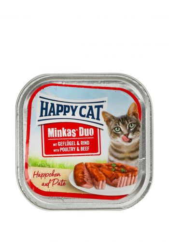 طعام رطب  للقطط باللحم والدجاج 100 غم من هابي كات Happy Cat Wet Food Minkas Beef & Chicken Cat Food