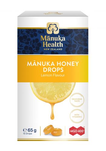 أقراص استحلاب بالليمون عسل مانوكا 65 غرام من المانوكاManuka Health MGO 400+ Honey Drops- Lemon