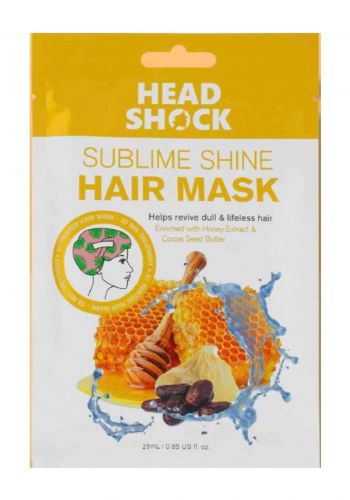 قناع مكثف للشعر بخلاصة العسل  25 مل من هيد شوك Head Shock Sublime Shine Printed Hair Sheet Masks  Honey