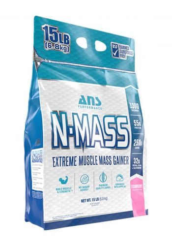 مكمل غذائي 6.8 كغم بنكهة الفراولة من اي ان اس Ans N-Mass Muscle Mass Gainer - Strawberry  