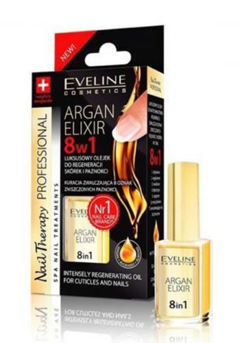 (095-0026)Eveline Nail Therapy Argan Elixir 8 w 1 Professional Nail Conditioner 12ml معالج للأظافر