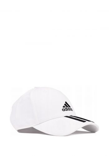 قبعة رأس رجالية رياضية باللون الابيض من اديداس  Adidas II3509 3-Stripes Baseball Cap