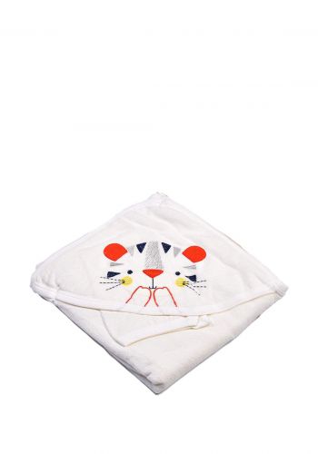 منشفة اطفال مع غطاء رأس رسمة قطة