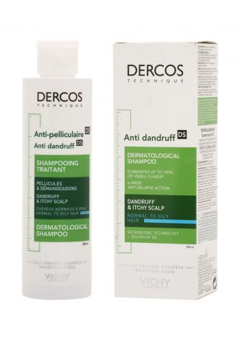 شامبو ديركوس مضاد للقشرة للشعر العادي الى الدهني 200 مل من فيشي Vichy Dercos Anti Dandruff Ds Dermatological Shmpoo For Normal & Oily Hair