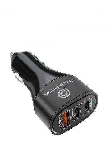 Phone Planet pp-cc04 60W 3 Port Car Charger-Black شاحن سيارة