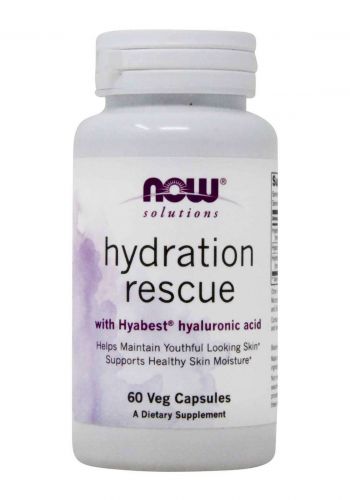 مكمل غذائي للترطيب من ناو 60 كبسولة NOW Solutions Hydration Rescue With Hyabest Hyaluronic Acid 60 Capsules