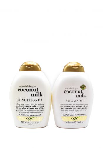 شامبو وبلسم للشعر بخلاصة زيت جوز الهند 2*385 مل من او جي اكس OGX Nourishing + Coconut Milk Shampoo & Conditioner Set