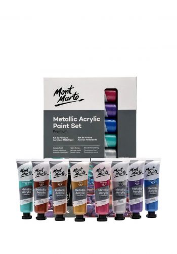 سيت ألوان أكريلك 8 الوان × 36 مل من مونت مارت  Mont Marte PMMT8361 Metallic Acrylic Paint Set