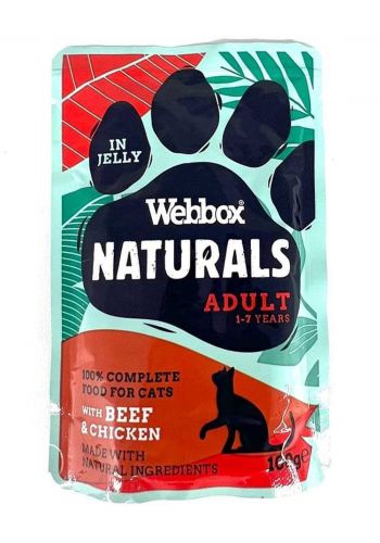 طعام رطب اللحم البقري والدجاج للقطط البالغة 100 غم من ويبوكس  Webbox Naturals wet Cat Food