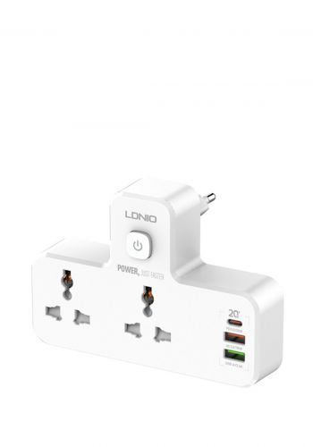 LDNIO SC2311 20W 3-Port USB Charger Extension Power Strip مقبس طاقة منفذين و شاحن يو اس بي 3 منافذ 20 واط من لدنيو