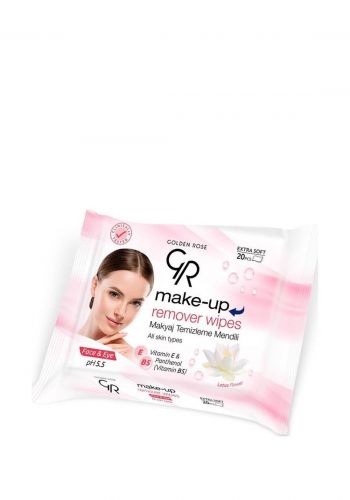 مناديل لأزالة المكياج 20 قطعة من كولدن روز Golden Rose Make Up Remover Wipes