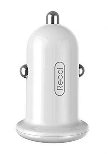 Recci RUC-D2M Car Charger & USB - White شاحن سيارة