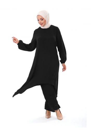 طقم نسائي ايروبين اسود اللون