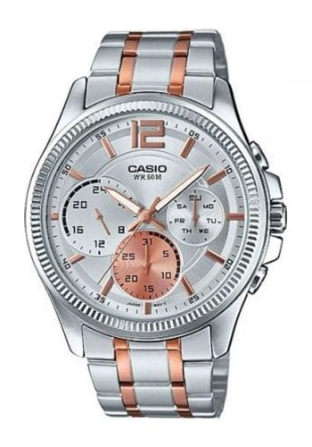 ساعة يد رجالية باللون الفضي والذهبي من كاسيو Casio MTP-E305RG-7AV Men's Wrist Watch
