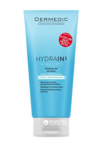 Dermedic Hydrain3 Hialuro gel for face and body washing cream 200 ml كريم جل غسول للوجه والجسم