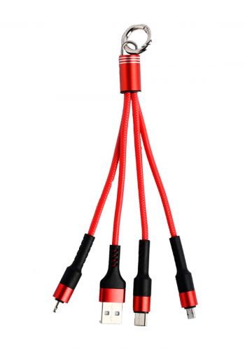 Letong LT-ET-08 3 in 1 USB to (Micro and Lightning and Type-C) Cable 20cm - Red كابل
