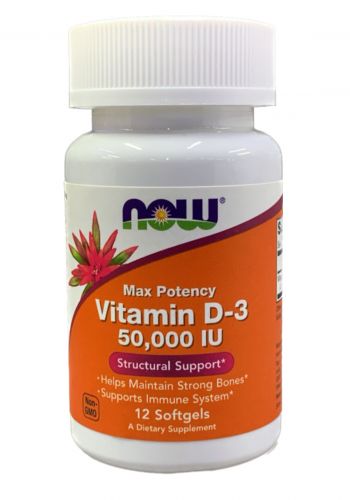 Now Vitamin D-3 50,000 IU 12 Softgels كبسولة فيتامين دي 12 كبسولة
