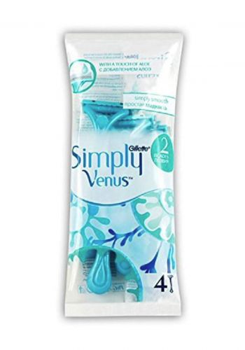 Gillette Simply Venus 2 Blades Disposable Razors With A Touch of Aloe, 4 pcs  شفرة حلاقة