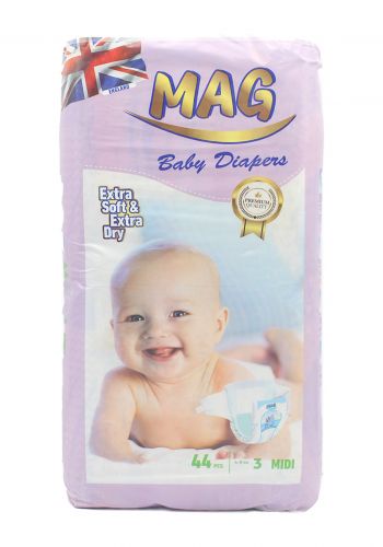 MAG Baby diapers حفاضات ماك للاطفال  عادي رقم 3 من 4-9 كغم 44 قطعة