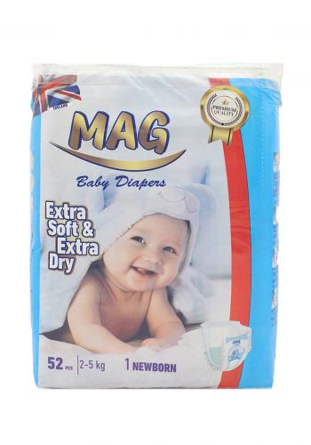 MAG Baby diapers حفاضات ماك  للاطفال عادي رقم 1 من 2-5 كغم 52 قطعة