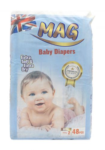 MAG Baby diapers حفاضات ماك  للاطفال عادي رقم 2 من 3-6 كغم 48 قطعة