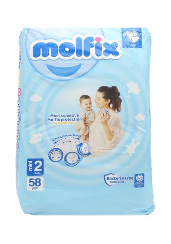 Molfix Baby diapers حفاضات للاطفال عادي رقم 2  من 3-6 كغم  58 قطعة من  مولفكس