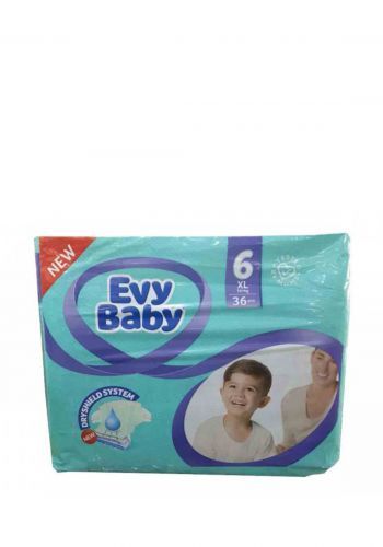 Evy Baby Diapers  حفاضات للاطفال رقم 6 حتى +16 كغم 36 قطعة من ايفي بيبي