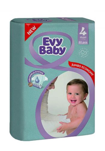 Evy Baby Diapers  حفاضات للاطفال رقم 4  من7-18 كغم 60 قطعة من ايفي بيبي