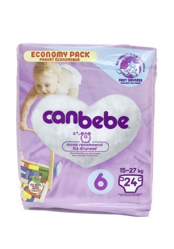 Can Babe Diapers  حفاضات كان بيبي للاطفال رقم 6 من  27-15 كغم 24 قطعة من كان  بيبي