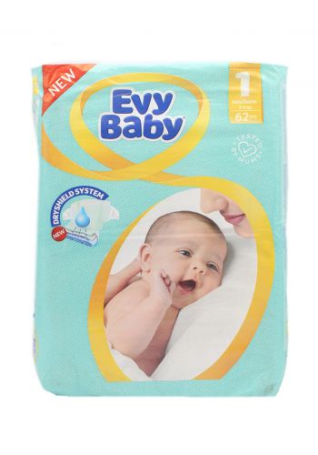 Evy Baby Diapers  حفاضات ايفي بيبي للاطفال رقم 1  من2-5 كغم 62 قطعة من ايفي بيبي