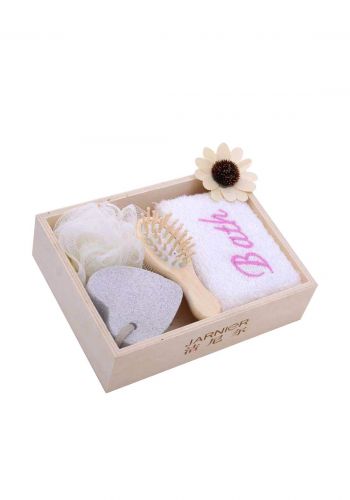 Jarnier Body Luxuries Bath set 4pcs Wooden Bath set for shower سيت استحمام