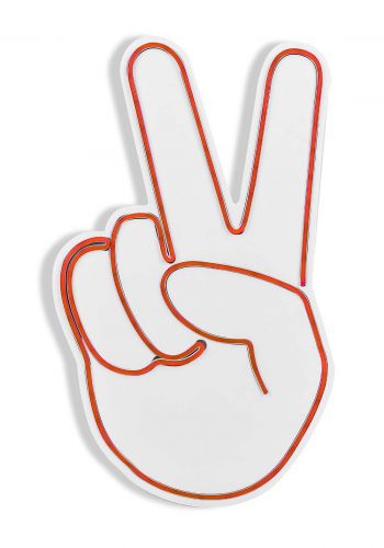  مجسم ضوئي جداري بشكل علامة النصر احمر اللون  بابعاد : 37.5*22.5 سم   Victory Sign neon sign
