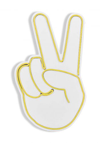  مجسم ضوئي جداري بشكل علامة النصر  اصفر اللون  بابعاد : 37.5*22.5 سم  Victory Sign neon sign
