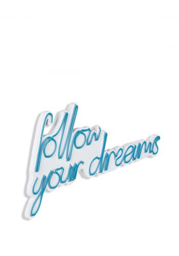  كتابة ضوئية جدارية لجملة اتبع احلامك ازرق اللون  بابعاد :  32*60 سم   Follow Your Dreams neon sign