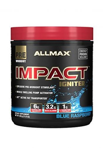 Allmax Impact Igniter Pre-Workout, Blue Raspberry, 328g (20 Servings) مكمل غذائي داعم للطاقة من اول ماكس 