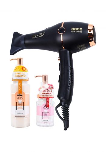 Enzo EN-6108 Hair Care Suit - Pro Dryer , Shampoo And Serum  سيت العناية بالشعر