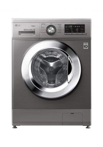 LG FH4G6TDY6 Steam Washing Machine Chrome Knob 8 kg -Silver غسالة تحميل جانبي