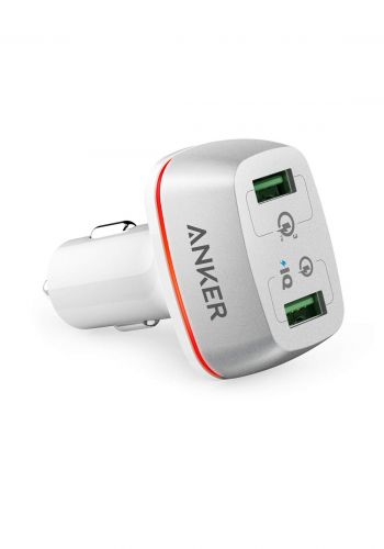 Anker A2224 PowerDrive+ 2 Premium Car Charger - White شاحن هاتف للسيارة