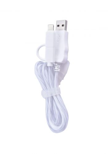 Ezra DC05 2 in 1 USB  to (Micro and Lightning)  Data Cable 1m  - White  كابل 