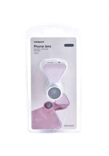 Minigood 3 in 1 Fill light wide angle macro Phone Lens - Silver عدسة موبايل مع اضاءة 