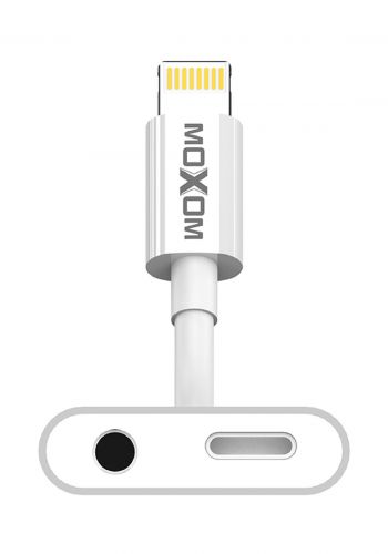 تحويلة + شاحن لايتننك   Moxom MX-AX15 Lightning to 3.5mm + Charger Adapter - white
