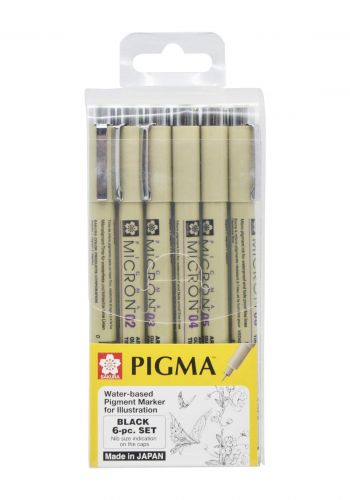 Sakura Pigma Micron Fineliner  Set of 6 Pen - Black سيت مايكرون