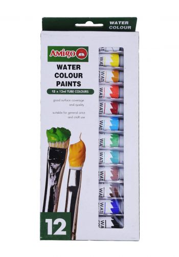 Amigo Watercolour Paint 12 color 12 ml علبة الوان مائية