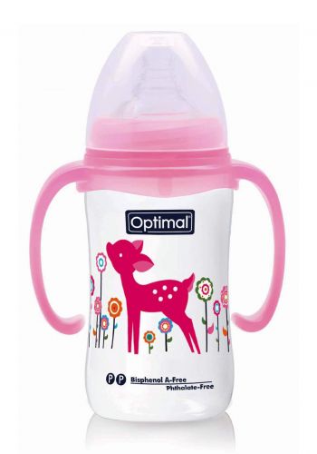 Optimal Wide Neck Feeding Bottle With Handle 240 ml رضاعة بلاستيك للاطفال