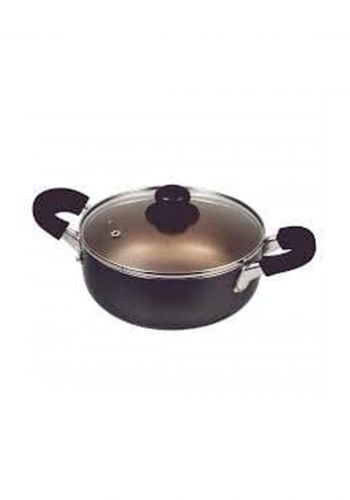 Pearl Metal HB-8013 Dinners Fluorine-processed two-handed pan with glass lid 20cm  قدر طعام