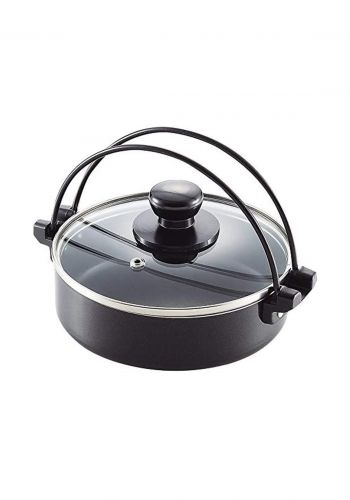 Pearl Metal HB-3361 Parukinzoku compact sukiyaki pot 18cm glass lid with IH corresponding fluorine processin وعاء طبخ