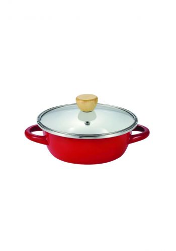 Pearl Metal HB-4895 Table Pot 16cm Enamel Glass Lid IH Supported قدر متعدد الأستخدام