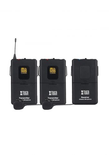 XTUGA CM4 UHF Dual Wireless Lavalier Microphone - Black مايكروفون مزدوج
